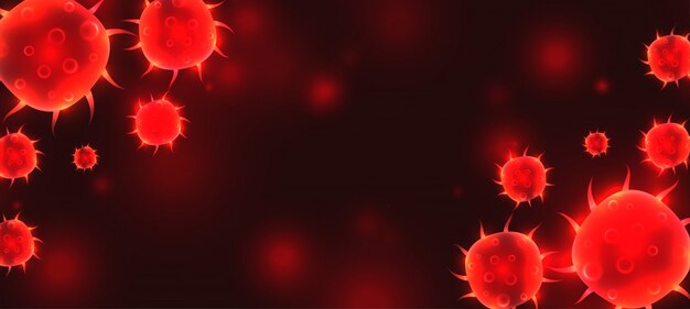 赤い危険なウイルスCovid-19発生背景コンセプト