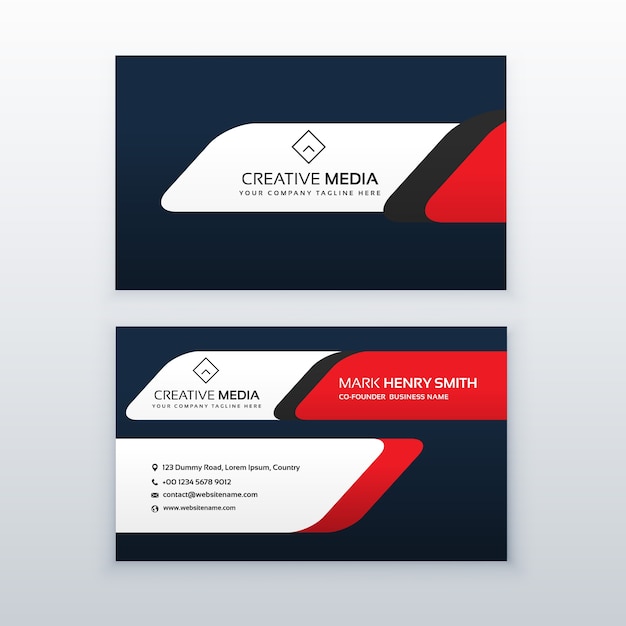 Red and dark blue business card template