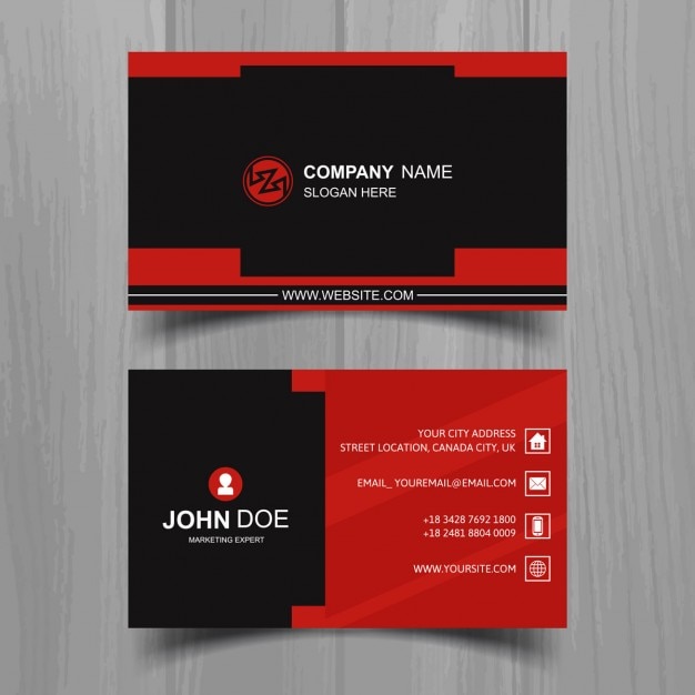 Red and dark business card