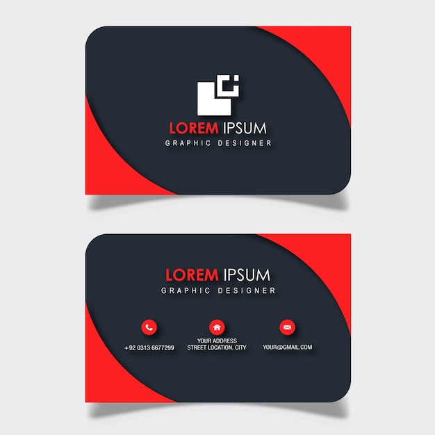 Red &amp; Dark Grey Business Card