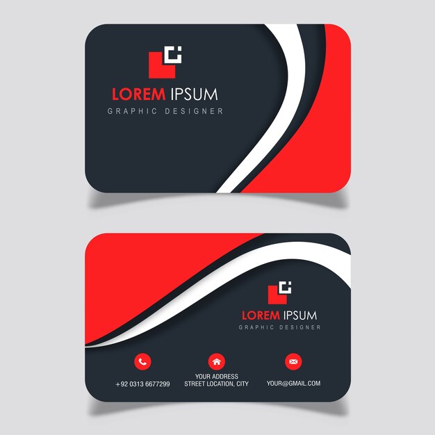 Red &amp; Dark Grey Business Card