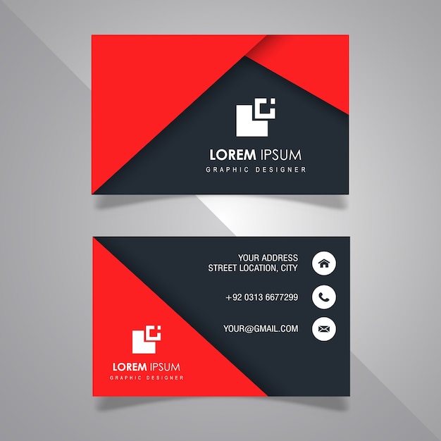 Red & Dark Grey Business Card