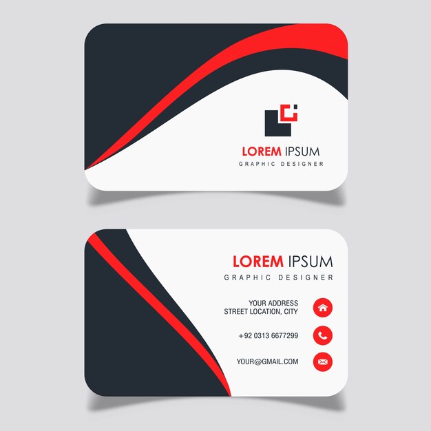 Red & Dark Grey Business Card