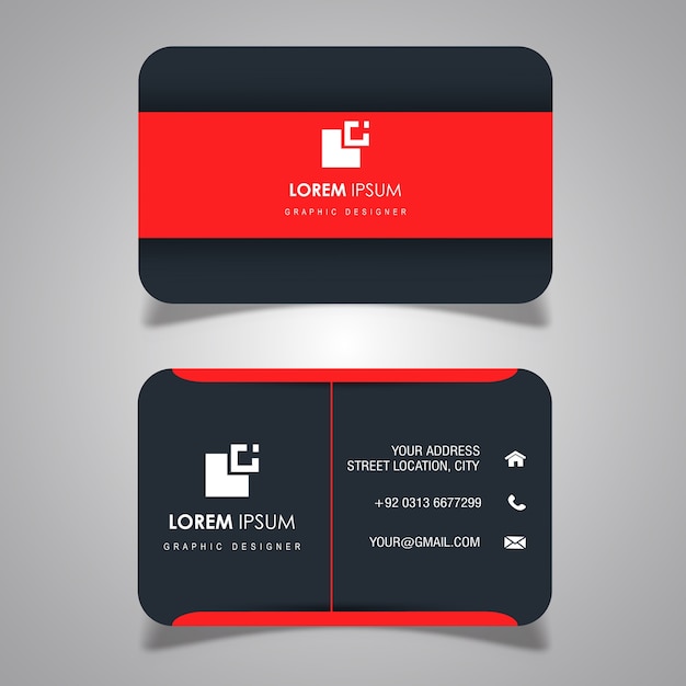Red & dark grey business card