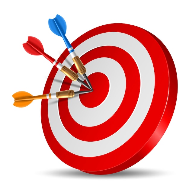Бесплатное векторное изображение Красная стрелка стрелки, попадающая в целевой центр дартс