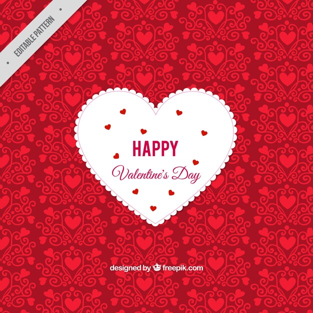 Red decorative background with white heart