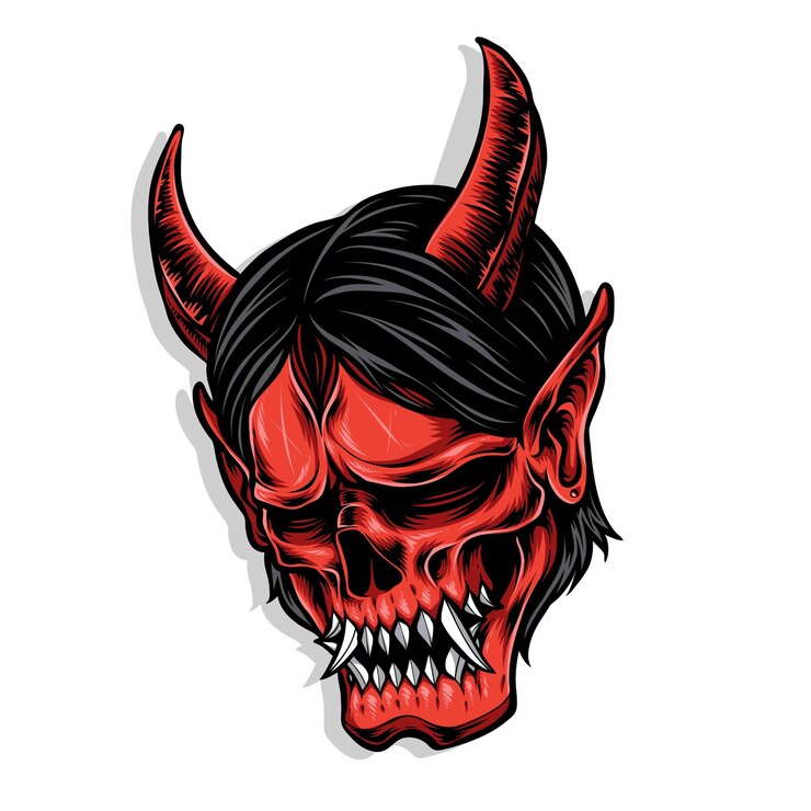Free Vector red demon mask  logo