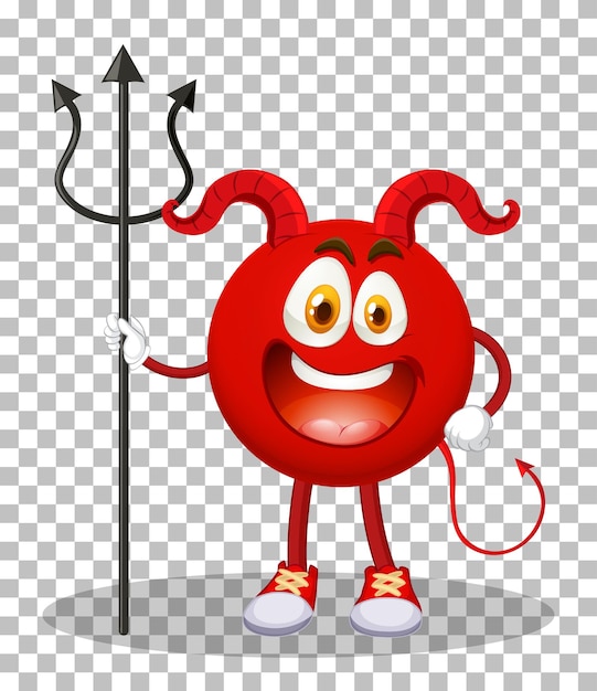 Free vector a red devil cartoon character with facial expression on grid background