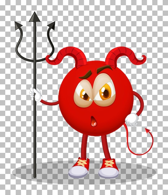 Free vector a red devil cartoon character with facial expression on grid background