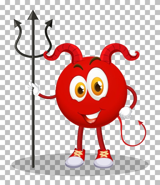 Free vector a red devil cartoon character with facial expression on transparent background