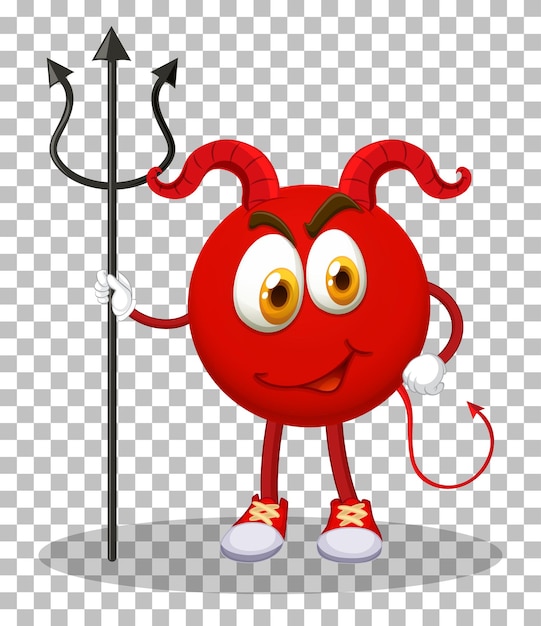 Vettore gratuito un personaggio dei cartoni animati di red devil con espressione facciale su sfondo trasparente