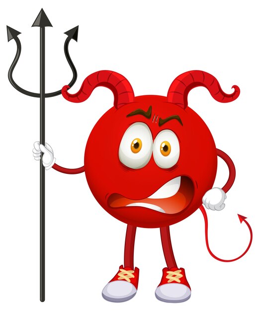 A red devil cartoon character with facial expression