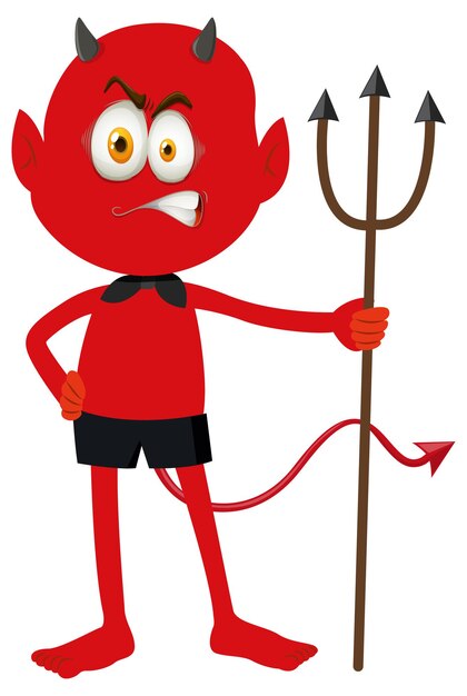 A red devil cartoon character with facial expression