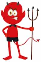 Free vector a red devil cartoon character with facial expression
