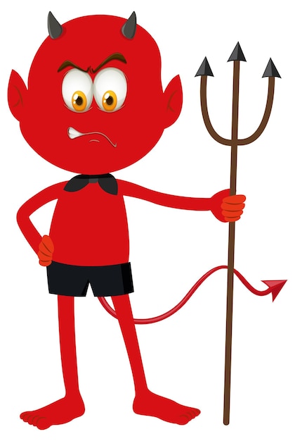 Vettore gratuito un personaggio dei cartoni animati del diavolo rosso con espressione facciale