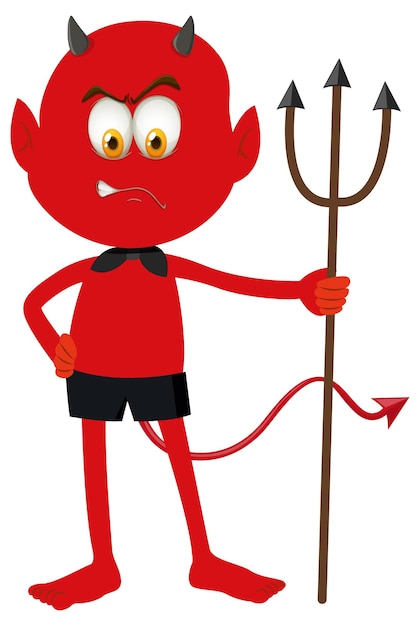 Free vector a red devil cartoon character with facial expression