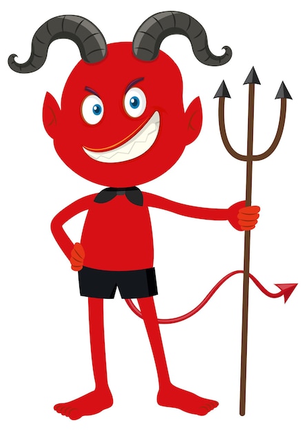 Free vector a red devil cartoon character with facial expression