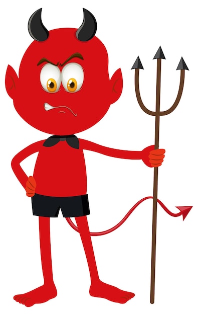 Free vector a red devil cartoon character with facial expression