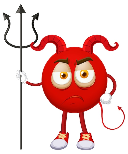 A red devil cartoon character with facial expression