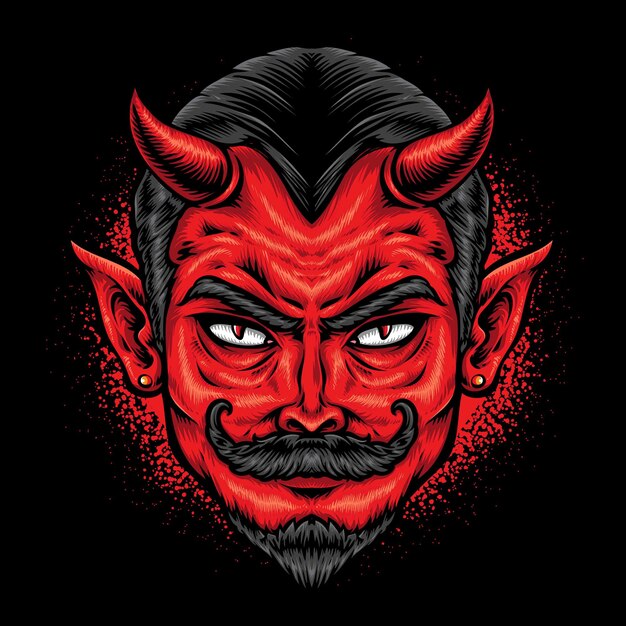 Red devil face vector logo