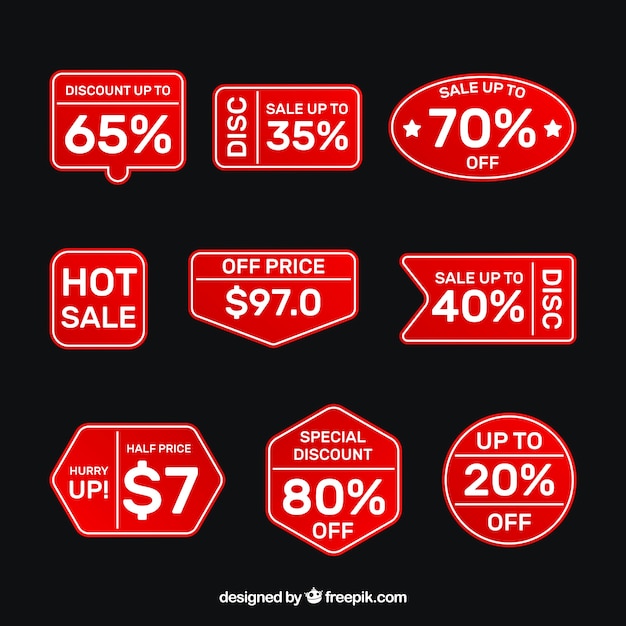 Free vector red discount sticker set