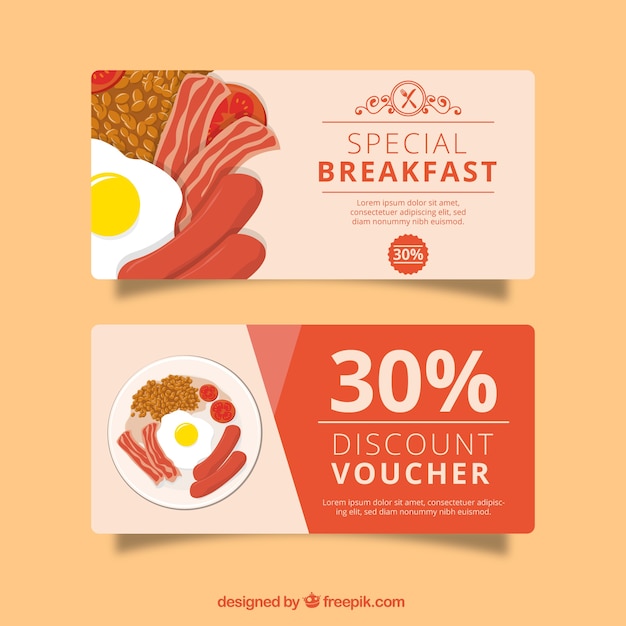Free vector red discount voucher for restaurant