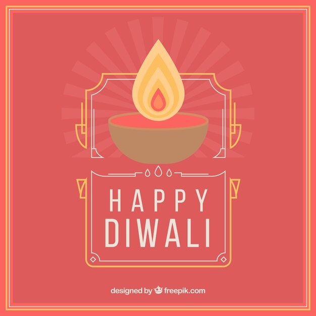 Red diwali background with candle