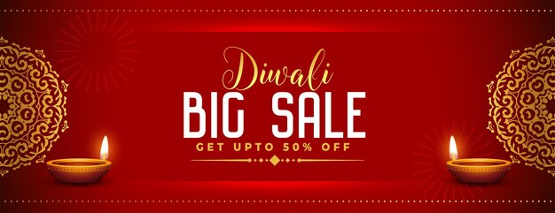 Red diwali mandala decorative sale banner design