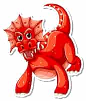 Бесплатное векторное изображение Наклейка с персонажем мультфильма красный дракон
