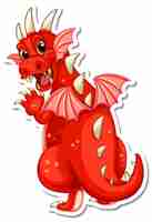 Free vector red dragon cartoon character sticker