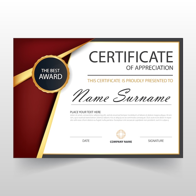 Free vector red elegant horizontal diploma