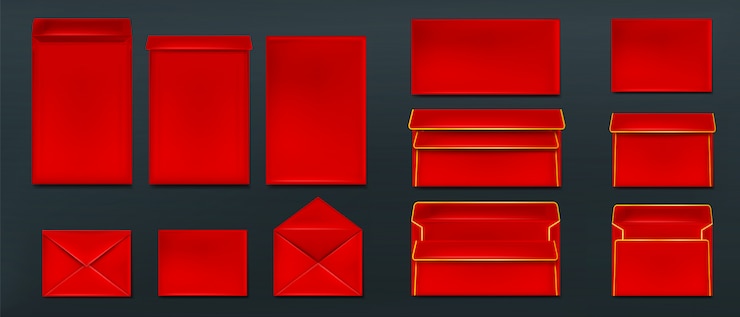 Free Vector red envelopes, blank paper covers template set