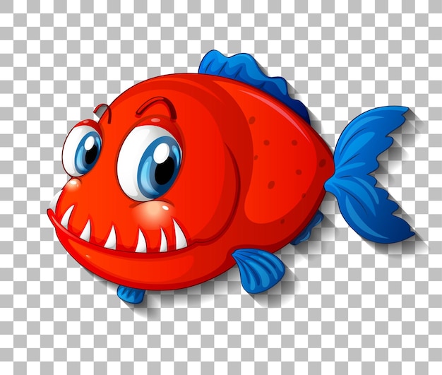 Free vector red exotic fish cartoon character on transparent background