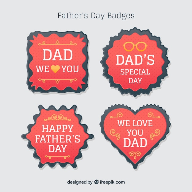 Free vector red father's day badges