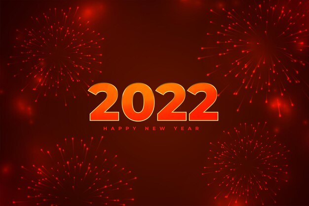 Free vector red fireworks background for 2022 new year design