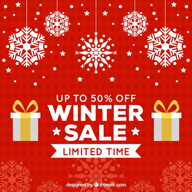 Red flat winter sale background