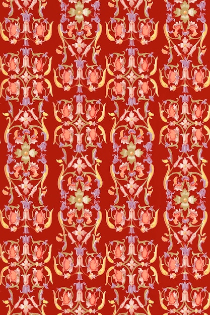 Red floral patterned background design vector