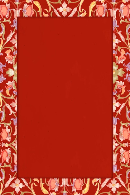 Красный цветочный узор прямоугольной рамки вектор