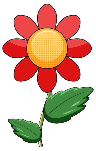 Free vector red flower with green leaves