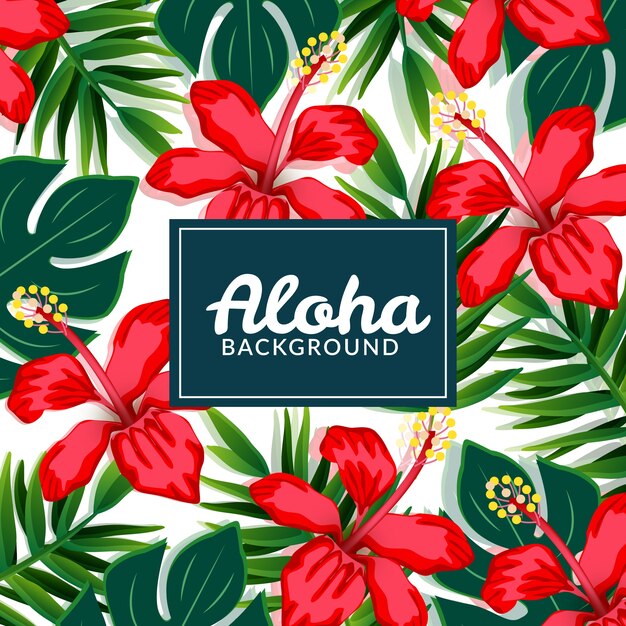 Red Flowers Aloha Background