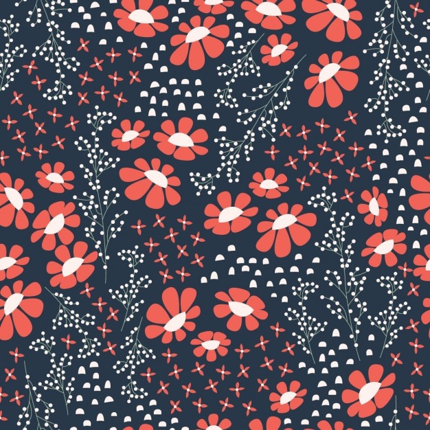 Free vector red flowers pattern design