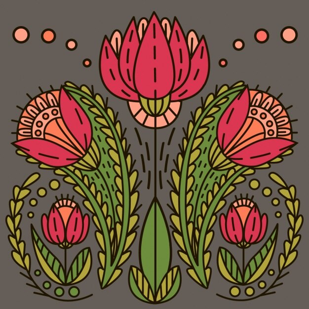 Free vector red flowers with outline