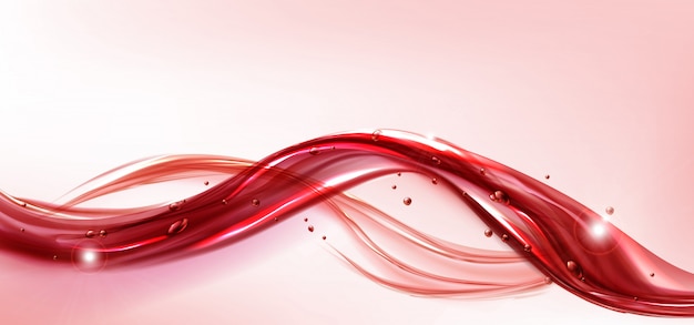 Red flowing liquid splash realistic juice or wine