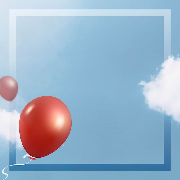 Free vector red flying balloons frame design vector