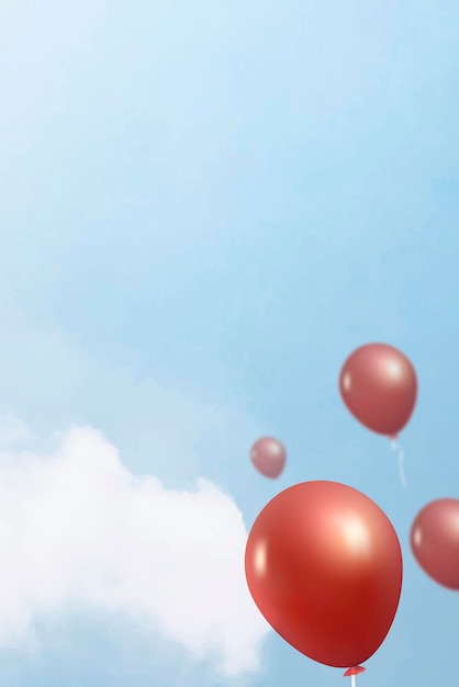 Free vector red flying balloons template design vector