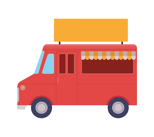 Бесплатное векторное изображение Иллюстрация красного грузовика с едой