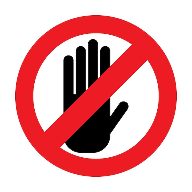 Free Vector  Red forbidden sign with hand do not touch safety risk danger  security attention vector illustration