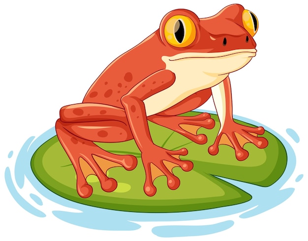 Free vector red frog cartoon on lily pad