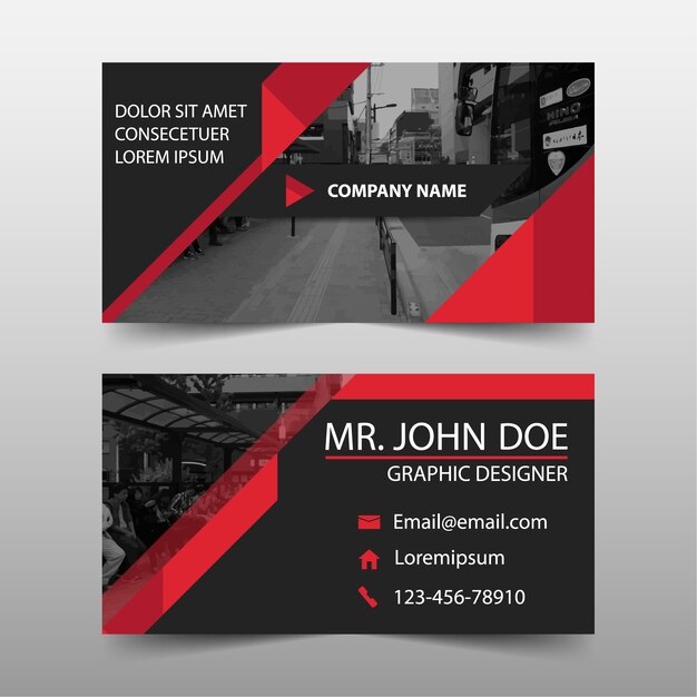 red geometric commercial business card