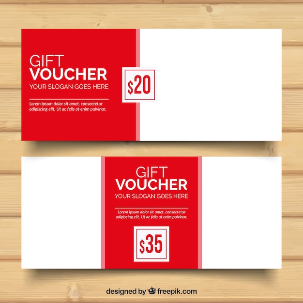 Red gift voucher for restaurant